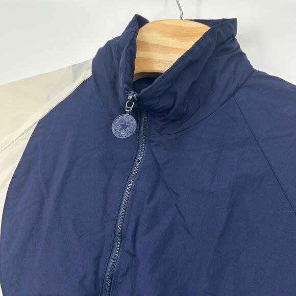 Vintage 90s Converse All star Chuck Taylor Men's L Navy white nylon track jacket - Picture 2 of 10